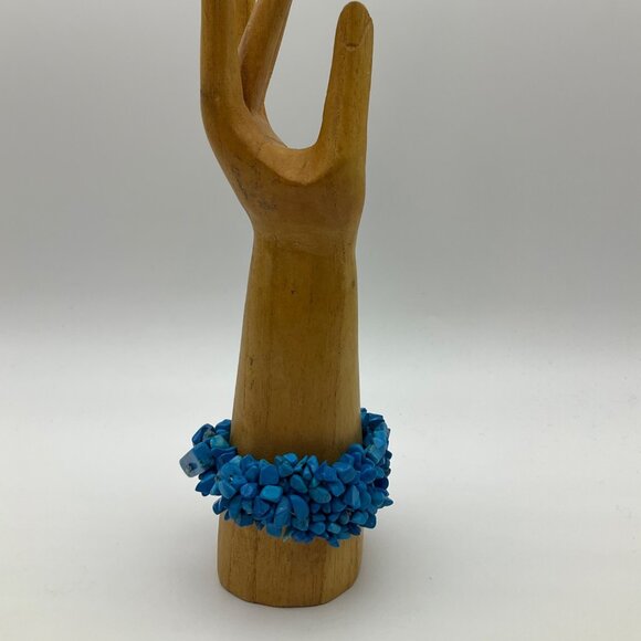 New Artisan Howlite Turquoise Tone Chip Stone Beaded Bracelet Toggle Handcrafted - Picture 11 of 13